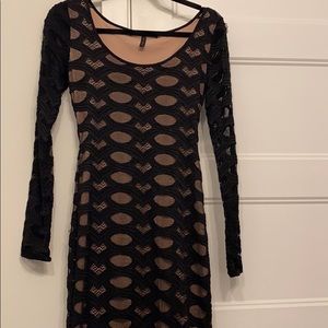 Mesh long sleeve midi dress